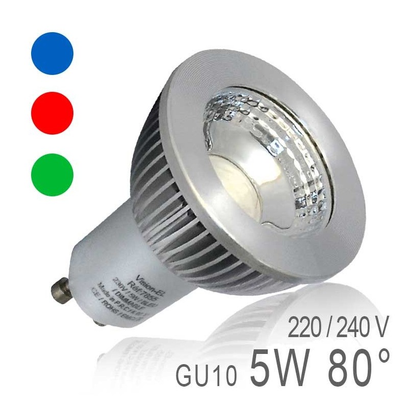 Ampoule LED GU10 Bleu, MR16 Couleur Ampoules LED Spot, 6W