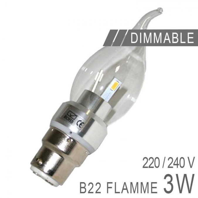 Ampoule LED B22 3W Flamme Dimmable
