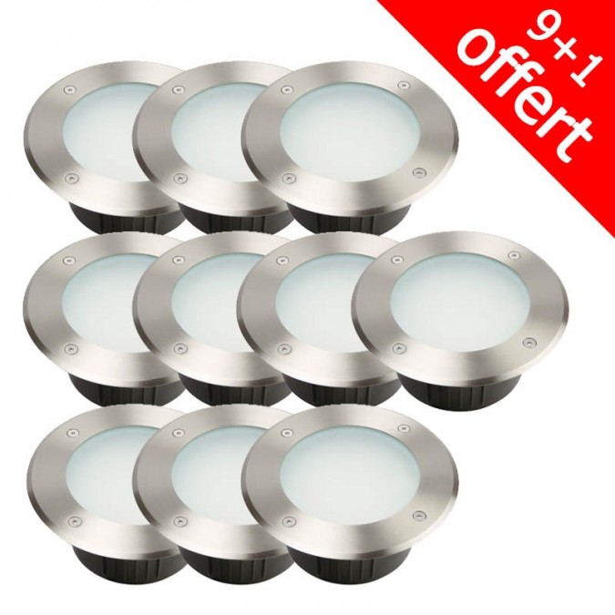 Pack de 10 spots 230V 6500K encastrable extérieur 144 LED (9+1 offert)