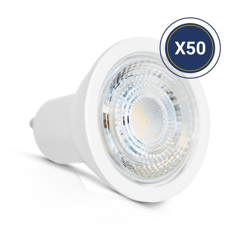 Lot de 50 Spot LED encastrable complet Blanc Fixe avec Ampoule GU10 7W  Dimmable