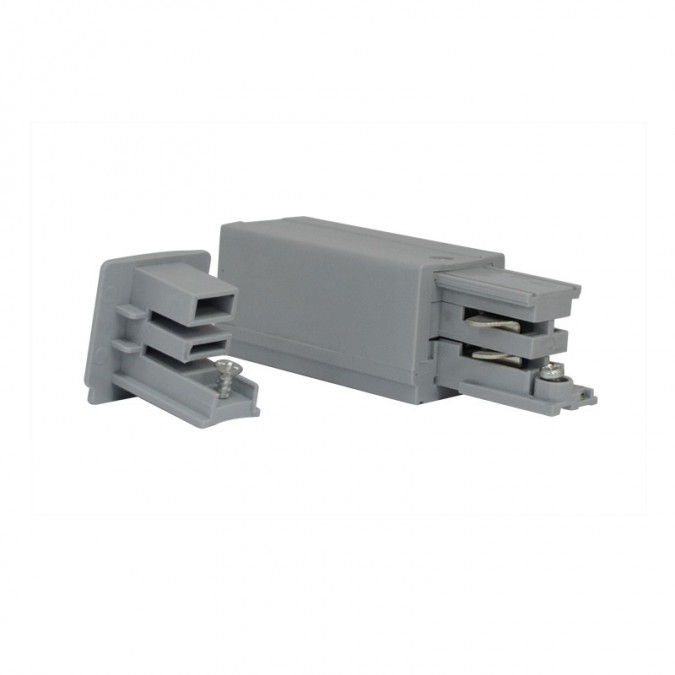 Connecteur d'Alimentation pour Rail type XTS + Clips de fin - Gris