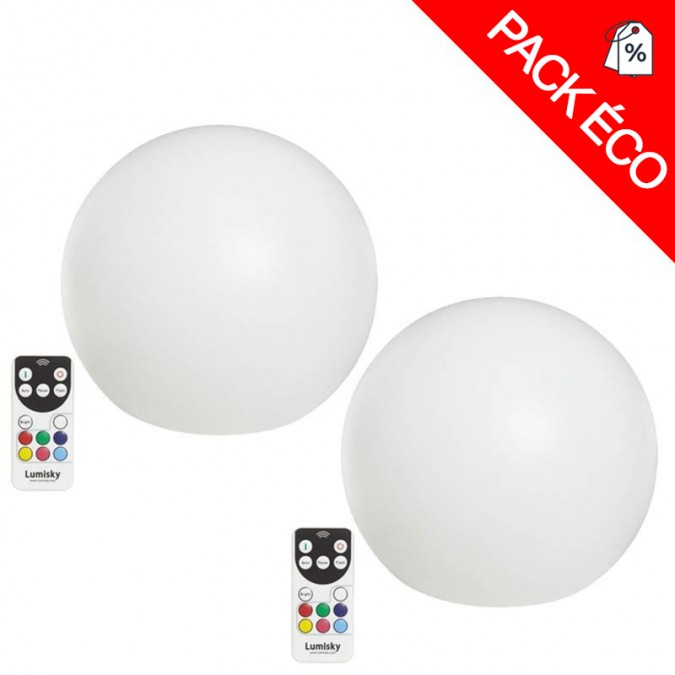 Lot de 2 boules lumineuses Multicolores Rechargeable BOBBY C Ø30 cm