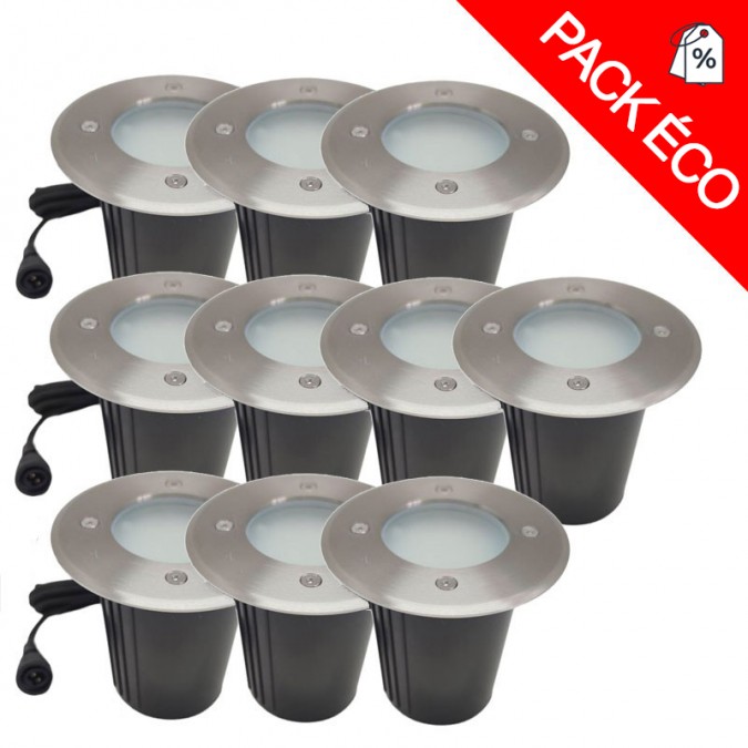Pack de 10 spots encastrables extérieur 12V 6500K 7W 60LED