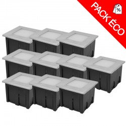 Pack de 10 spots balises LED carré encastrable - 1.5W 230V