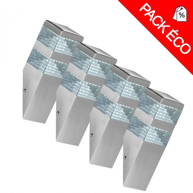 Pack de 5 applique Pyramide Inox 32 LED SMD 9W finition blanche