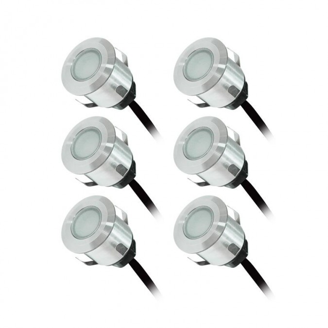 KIT SPOT LED TERRASSE 6x0,6W 12V Bleu Rond IP67