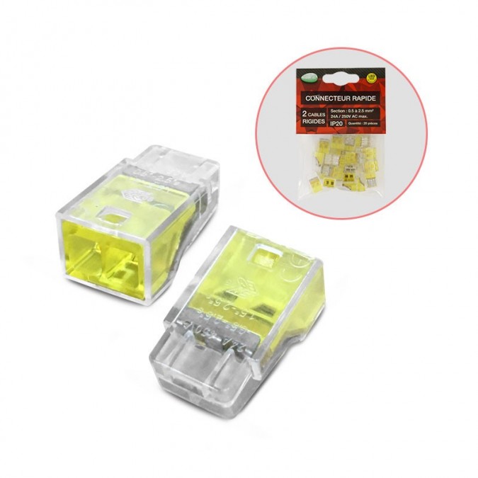 Connecteurs rapides 2 fils rigides polybag 20pcs
