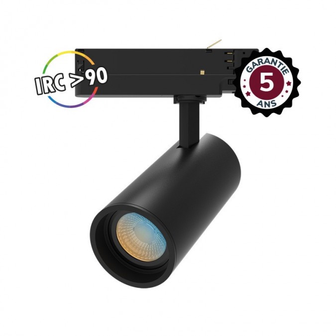 Spot LED sur Rail Noir 15W CCT IRC90 - Garantie 5 ans
