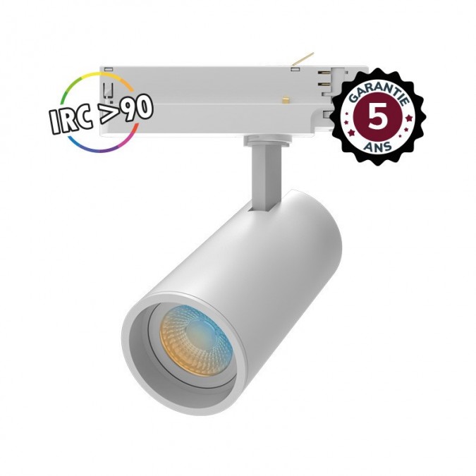 Spot LED sur Rail Blanc 35W CCT IRC90 - Garantie 5 ans
