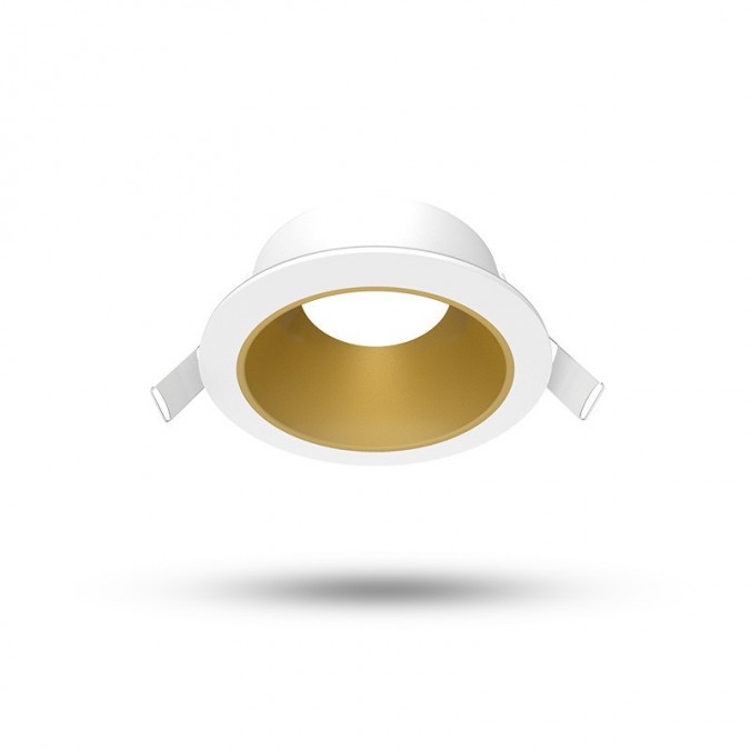 Collerette basse luminance rond/rond blanc/doré pour spot ÉCLAT II