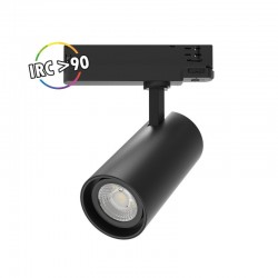 Spot LED sur Rail Noir 25W 3000K 2500 LM IRC90 adaptateur rail 3 allumages