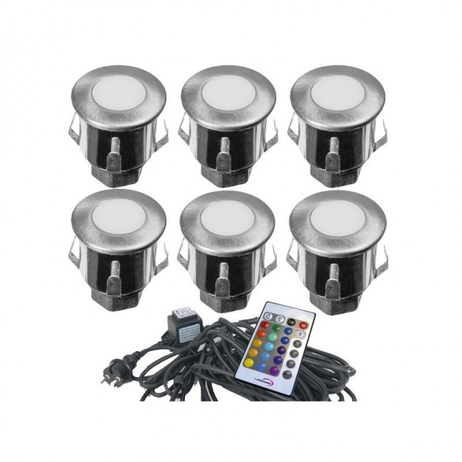Kit de 6 Mini Spots Encastrables 12V LED RGB