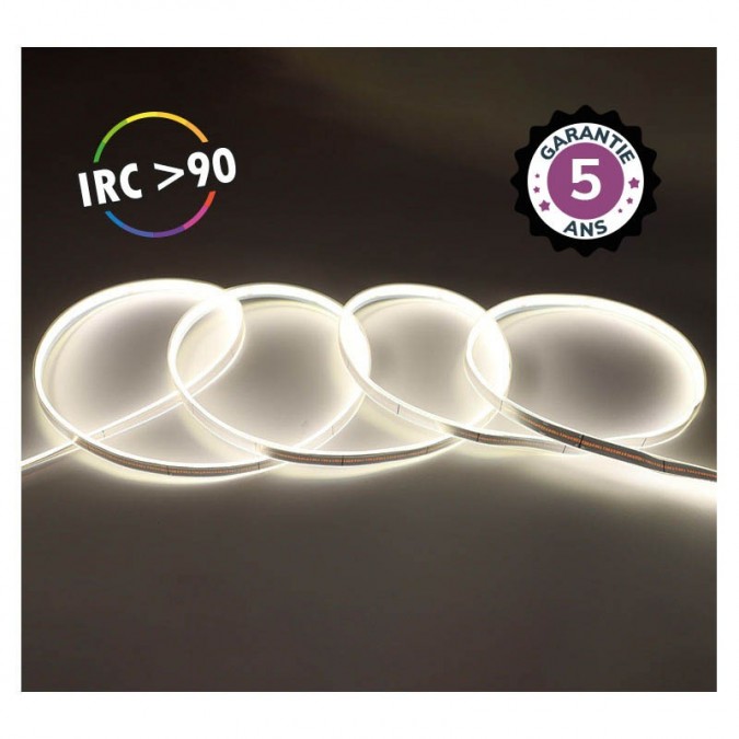 Bandeau LED COB 4000K 5 m 320 LED/m 9W/m IP65 - 24V - Garantie 5 ans