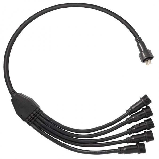 Multiprise 5 sorties avec connecteurs IP67 12/24V - 4x1mm² - RGB