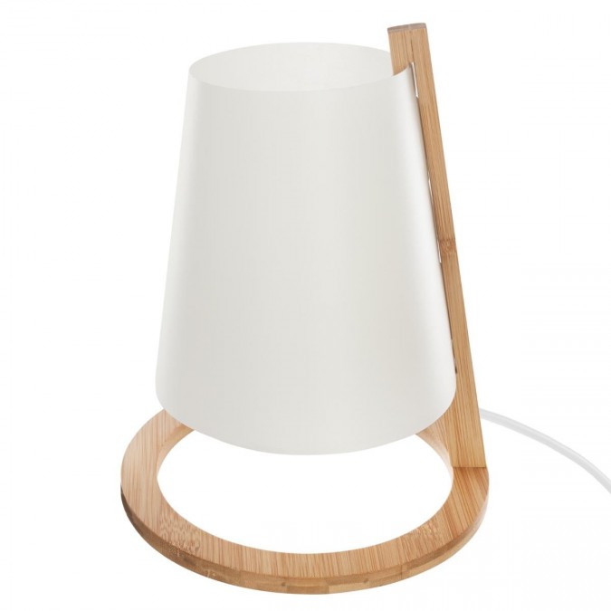 Lampe en bambou & abat-jour plastique H26
