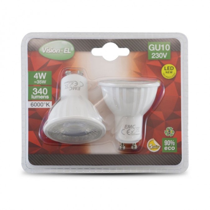 Lot de 2 Ampoules LED GU10 4W 38°