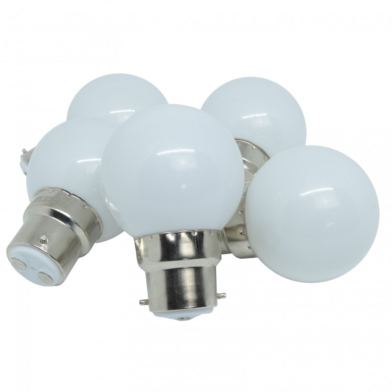 Ampoule B22 plastique 2W LED Blanc chaud G45 pour guirlande guinguette  professionnelle