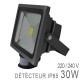 Projecteur LED COB 30W Extérieur IP65 Gris + Détecteur